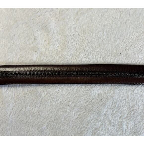 Mezlan Spain 38 Mens Leather Dress Belt Dark Brown Belt Gunmetal Tone Buckle - Picture 11 of 14